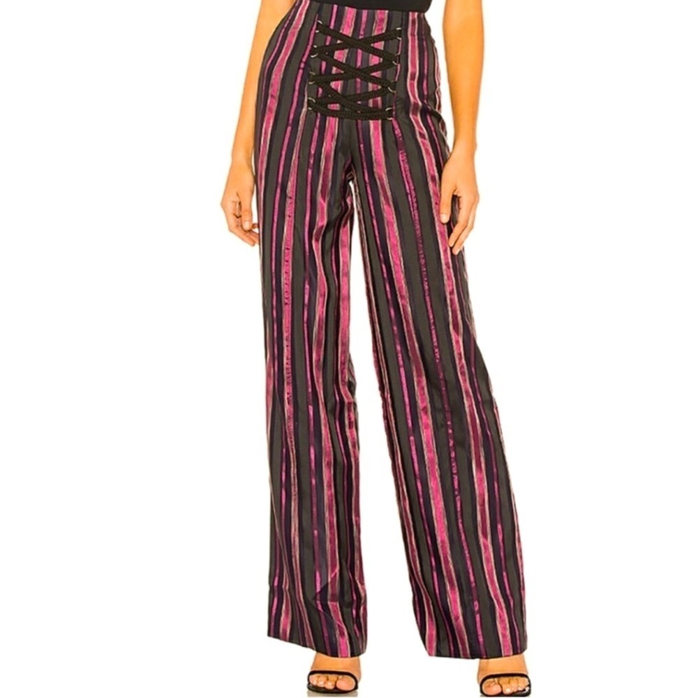 NWOT REVOLVE HOUSE OF HARLOW 1960 x REVOLVE Kitty Pant Purple & Noir Stripe S